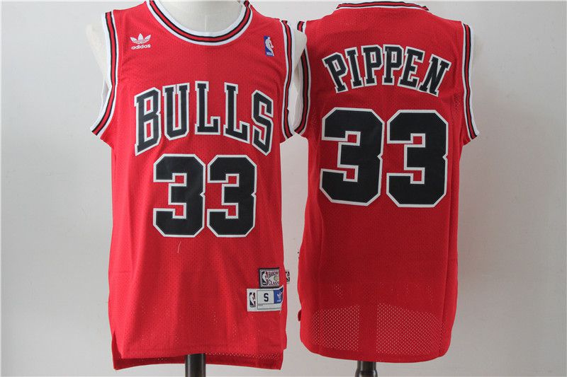 Men Chicago Bulls #33 Pippen Red Throwback NBA Jerseys